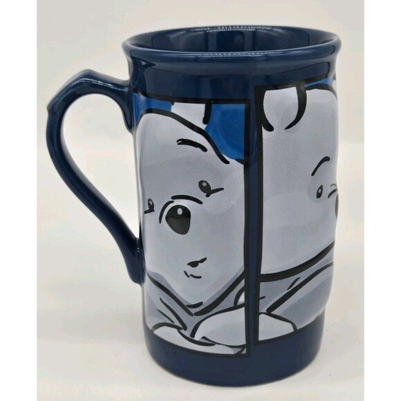 Disney Store 3-D Winnie The Pooh Large Ceramic Coffee Tea Mug Blue Red Yellow - Picture 4 of 10